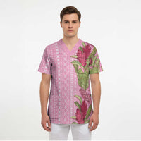 Women's Day Samoa Malu Tattoo Inspired Mix Teuila Scrub Top Rose Pink LT7 - Polynesian Pride