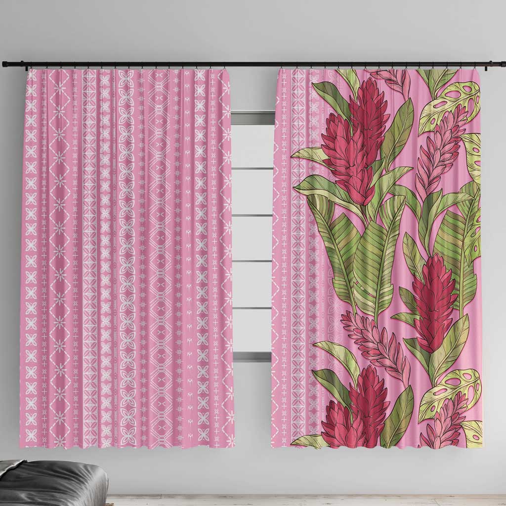 Women's Day Samoa Malu Tattoo Inspired Mix Teuila Window Curtain Rose Pink LT7 With Hooks Rose Pink - Polynesian Pride