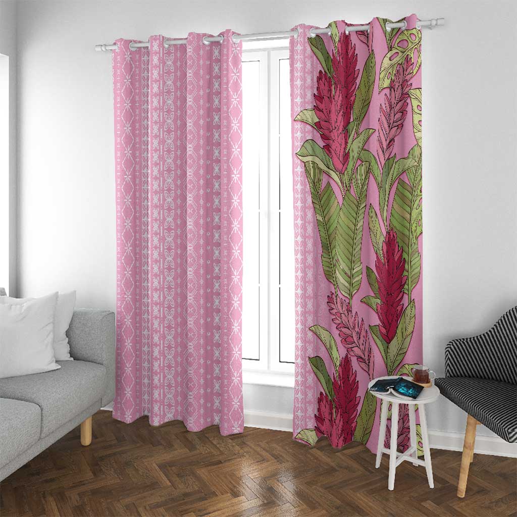 Women's Day Samoa Malu Tattoo Inspired Mix Teuila Window Curtain Rose Pink LT7 With Grommets Rose Pink - Polynesian Pride