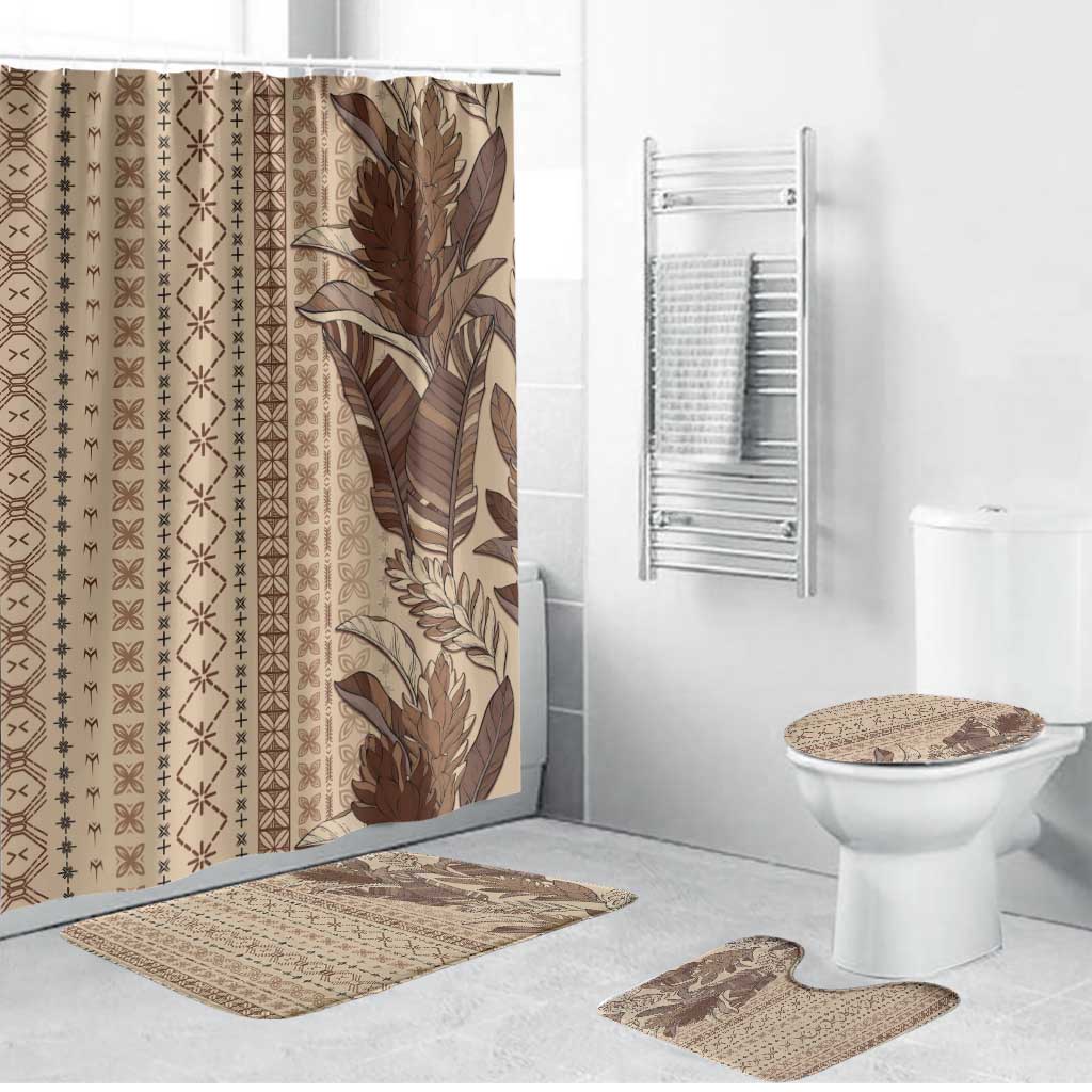 Women's Day Samoa Malu Tattoo Inspired Mix Teuila Bathroom Set Vintage Tapa LT7 Bathroom Set (4 pcs) Beige - Polynesian Pride