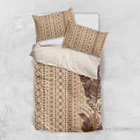 Women's Day Samoa Malu Tattoo Inspired Mix Teuila Bedding Set Vintage Tapa LT7 US Twin 172cm x 218cm Beige - Polynesian Pride