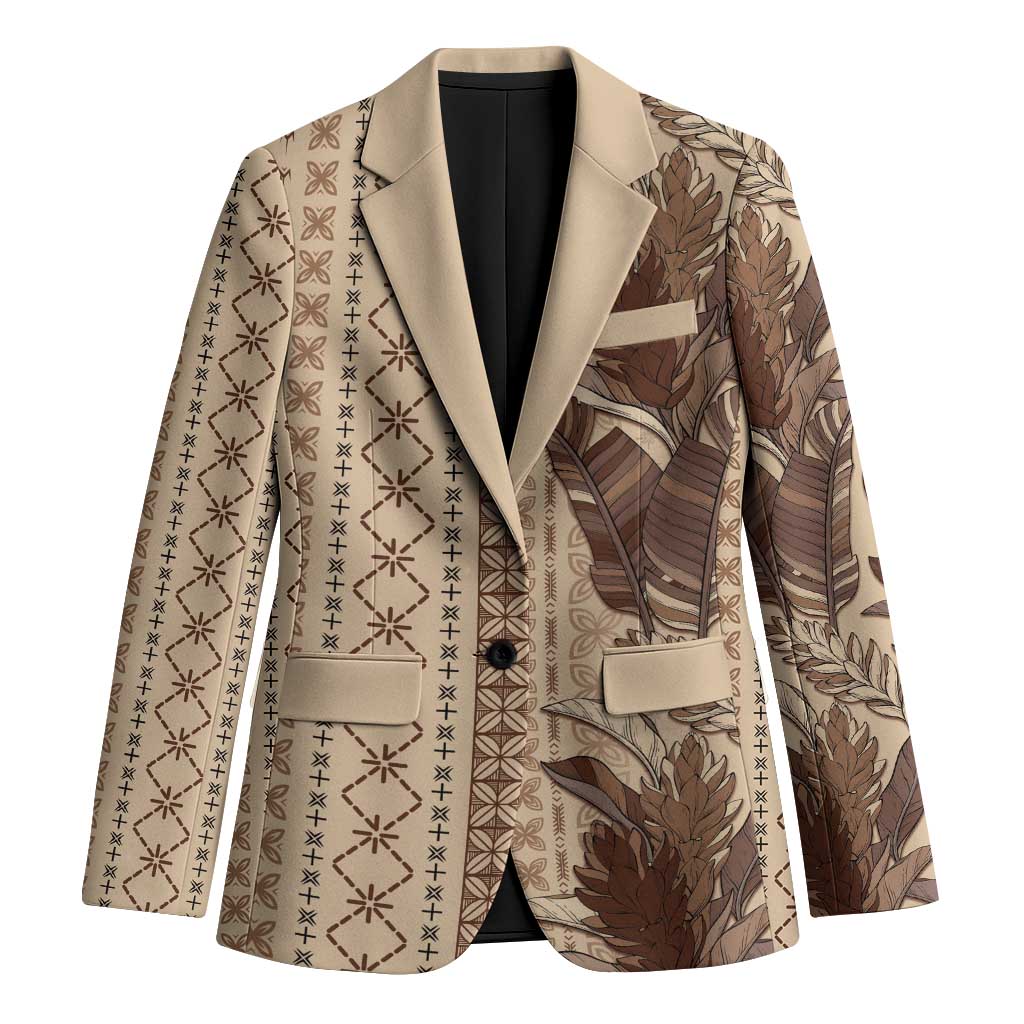 Women's Day Samoa Malu Tattoo Inspired Mix Teuila Blazer Vintage Tapa LT7 Unisex Beige - Polynesian Pride