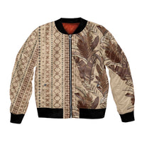 Women's Day Samoa Malu Tattoo Inspired Mix Teuila Bomber Jacket Vintage Tapa LT7 Unisex Beige - Polynesian Pride