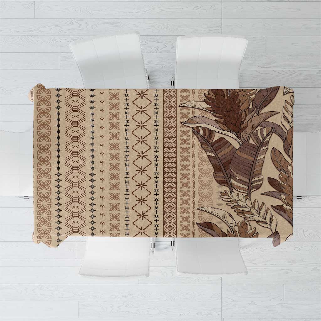 Women's Day Samoa Malu Tattoo Inspired Mix Teuila Tablecloth Vintage Tapa LT7 Beige - Polynesian Pride