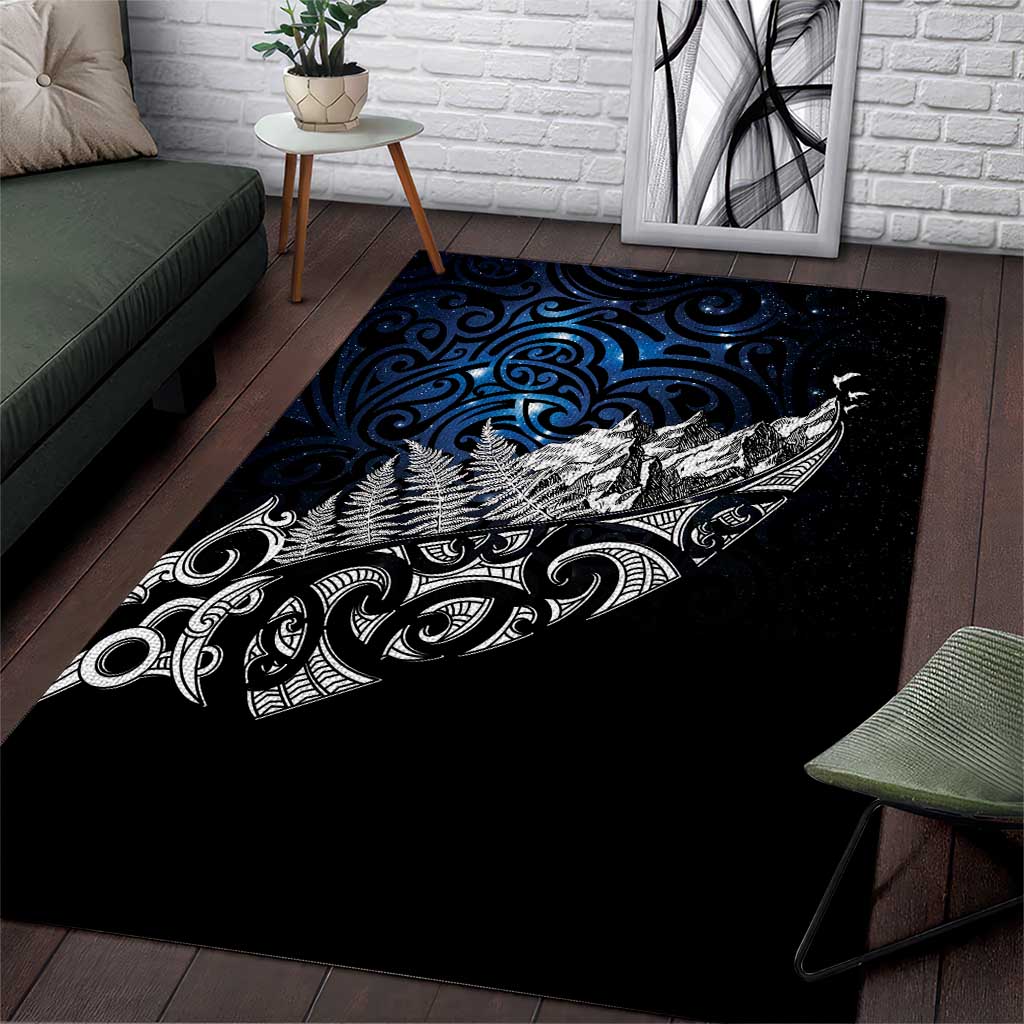 Maori Matariki Area Rug Landscape Styled Fern - Galaxy LT7 Black - Polynesian Pride