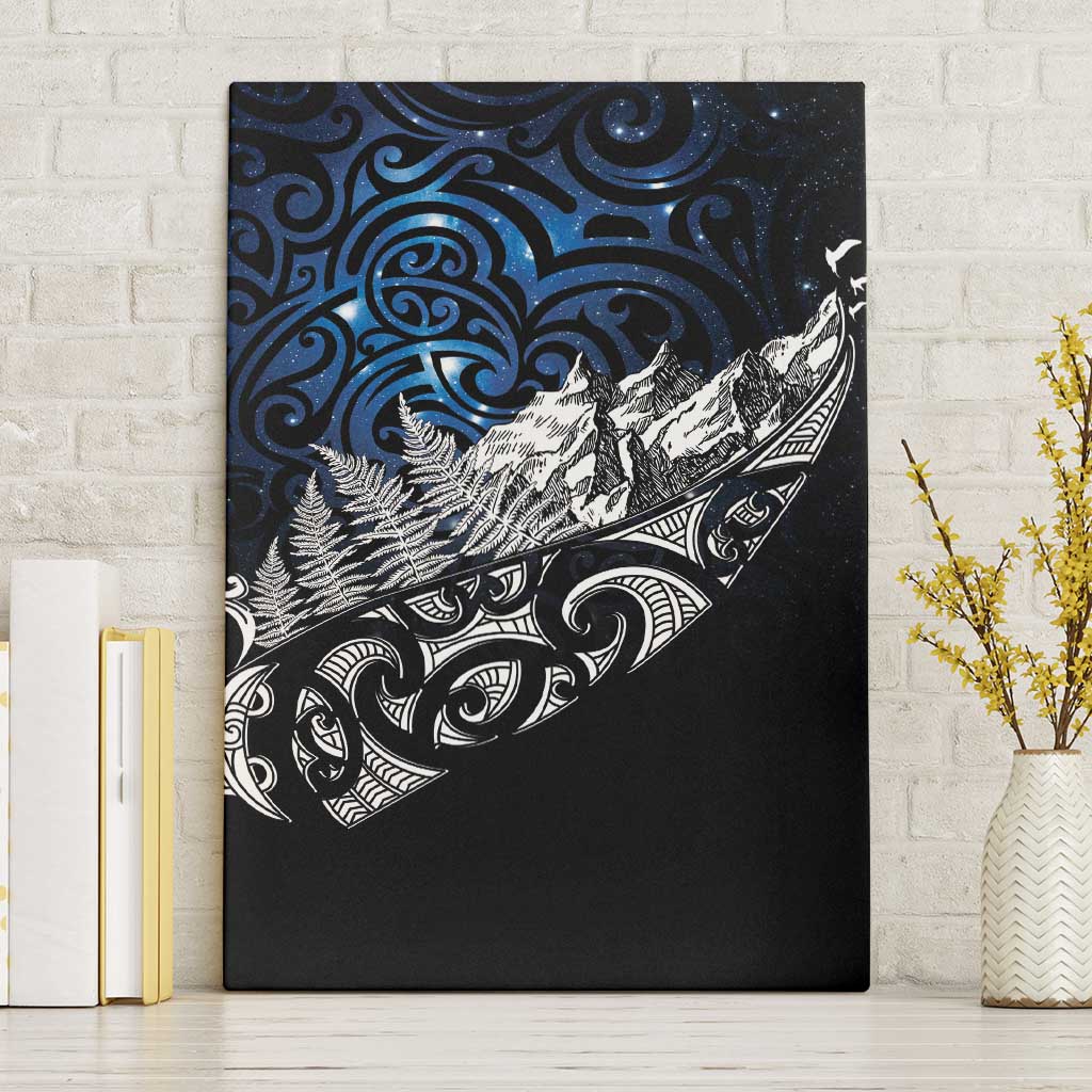 Maori Matariki Canvas Wall Art Landscape Styled Fern - Galaxy LT7 Without Frame Black - Polynesian Pride