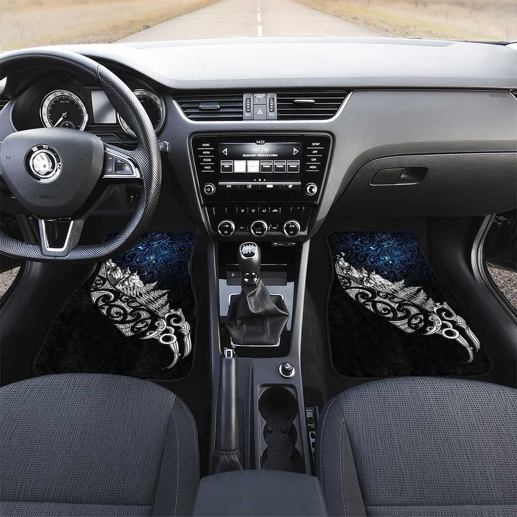 Maori Matariki Car Mats Landscape Styled Fern - Galaxy LT7 Set 2pcs - Front Black - Polynesian Pride