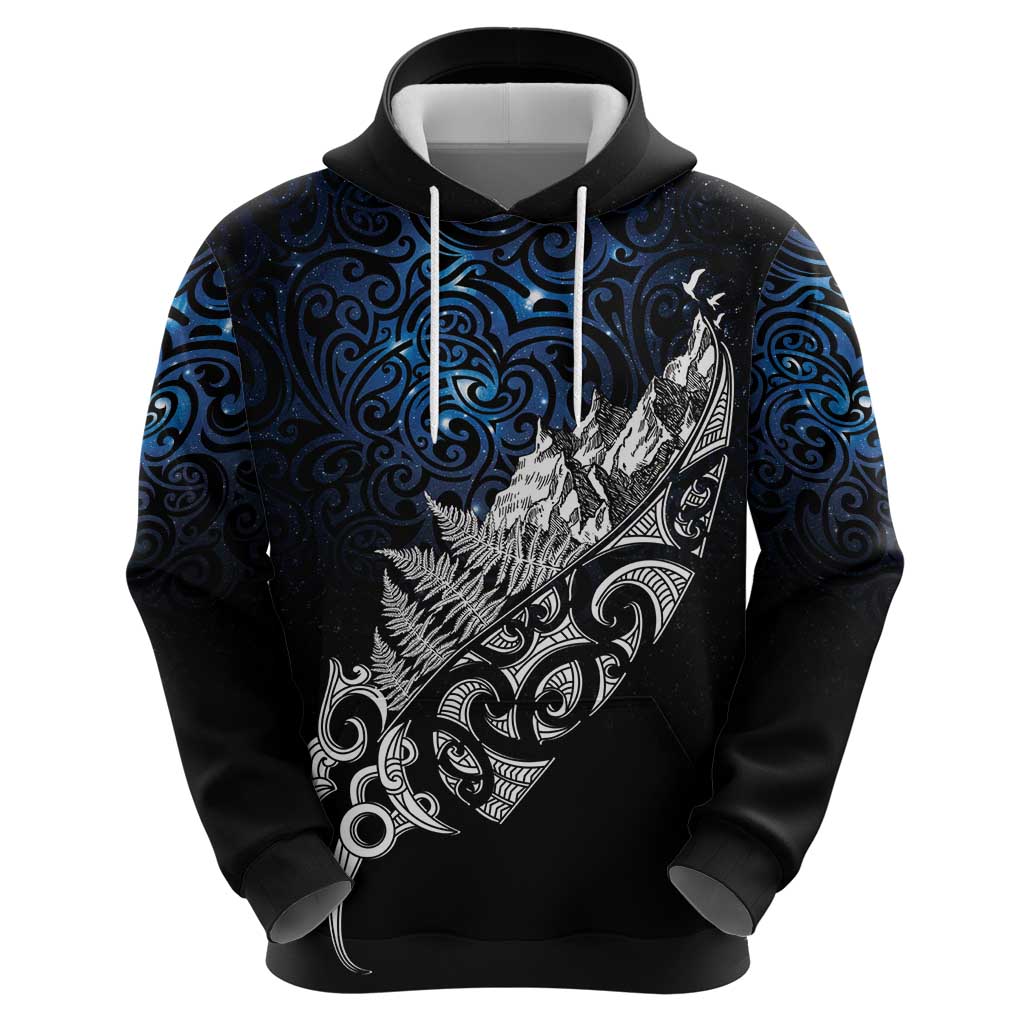 Maori Matariki Hoodie Landscape Styled Fern - Galaxy LT7 - Polynesian Pride