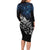 Maori Matariki Long Sleeve Bodycon Dress Landscape Styled Fern - Galaxy