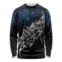 Maori Matariki Long Sleeve Shirt Landscape Styled Fern - Galaxy LT7 Unisex Black - Polynesian Pride
