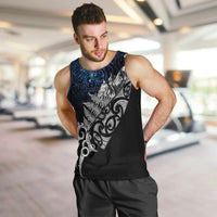 Maori Matariki Men Tank Top Landscape Styled Fern - Galaxy LT7 Black - Polynesian Pride