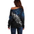 Maori Matariki Off Shoulder Sweater Landscape Styled Fern - Galaxy