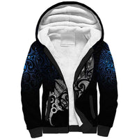 Maori Matariki Sherpa Hoodie Landscape Styled Fern - Galaxy LT7 Unisex Black - Polynesian Pride