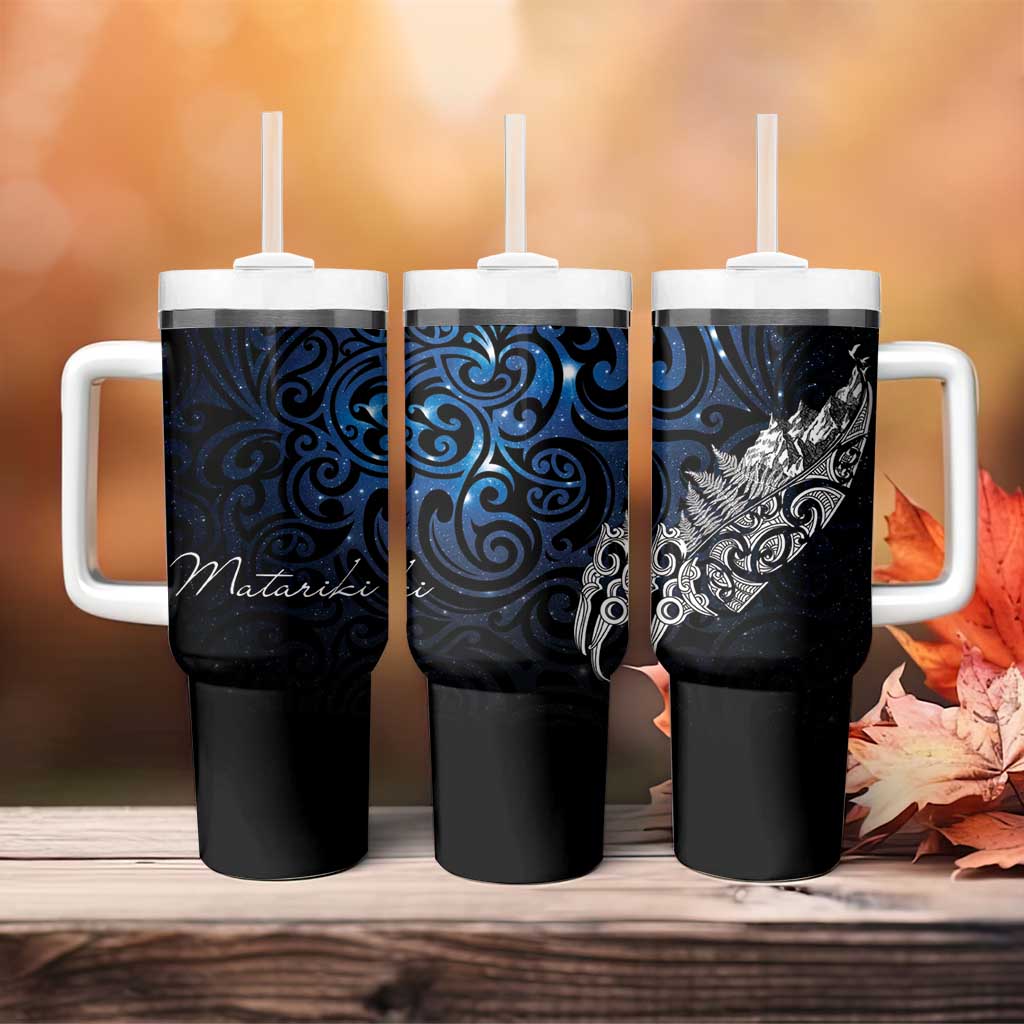 Maori Matariki Tumbler With Handle Landscape Styled Fern - Galaxy LT7 - Polynesian Pride