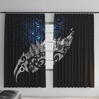 Maori Matariki Window Curtain Landscape Styled Fern - Galaxy LT7 With Hooks Black - Polynesian Pride