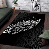 Maori Matariki Area Rug Landscape Styled Fern - Monochrome LT7 Black - Polynesian Pride