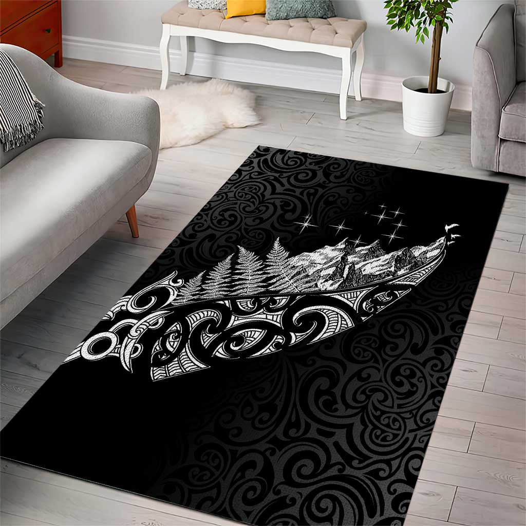 Maori Matariki Area Rug Landscape Styled Fern - Monochrome LT7 - Polynesian Pride