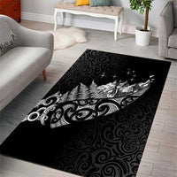 Maori Matariki Area Rug Landscape Styled Fern - Monochrome LT7 - Polynesian Pride