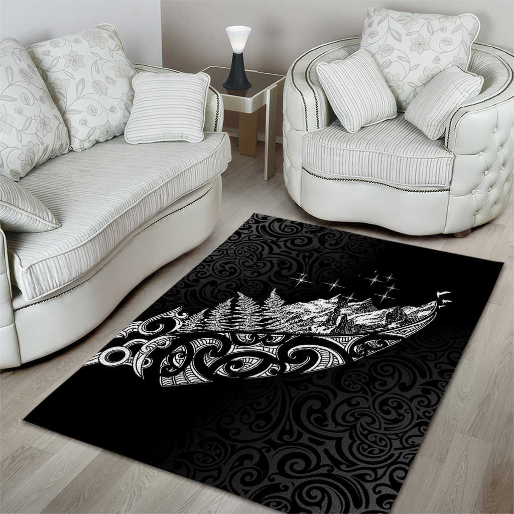 Maori Matariki Area Rug Landscape Styled Fern - Monochrome LT7 - Polynesian Pride