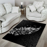 Maori Matariki Area Rug Landscape Styled Fern - Monochrome LT7 - Polynesian Pride