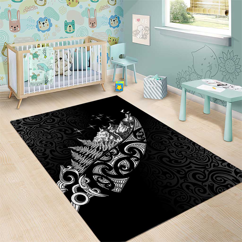 Maori Matariki Area Rug Landscape Styled Fern - Monochrome LT7 - Polynesian Pride