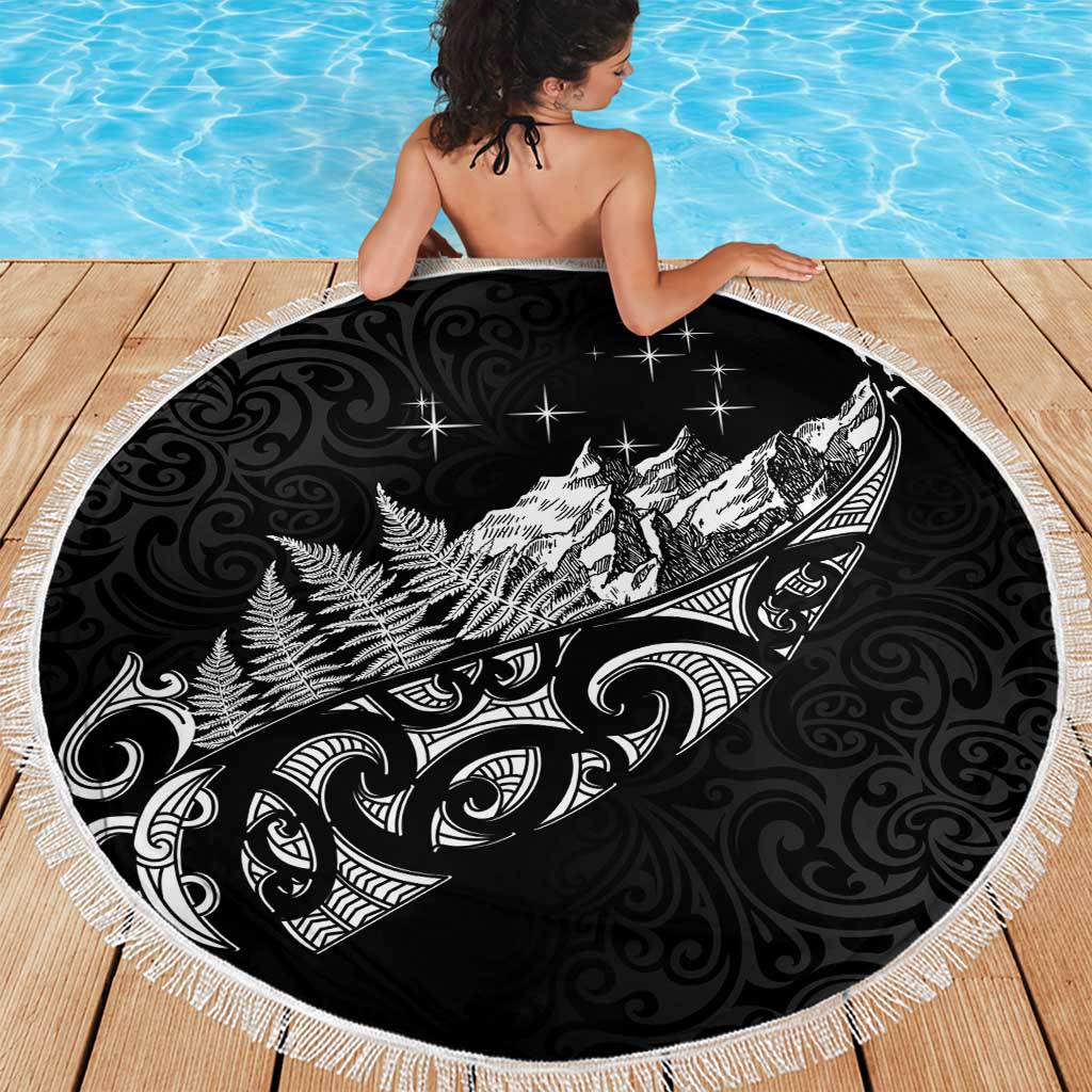 Maori Matariki Beach Blanket Landscape Styled Fern - Monochrome LT7 - Polynesian Pride
