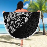 Maori Matariki Beach Blanket Landscape Styled Fern - Monochrome LT7 - Polynesian Pride