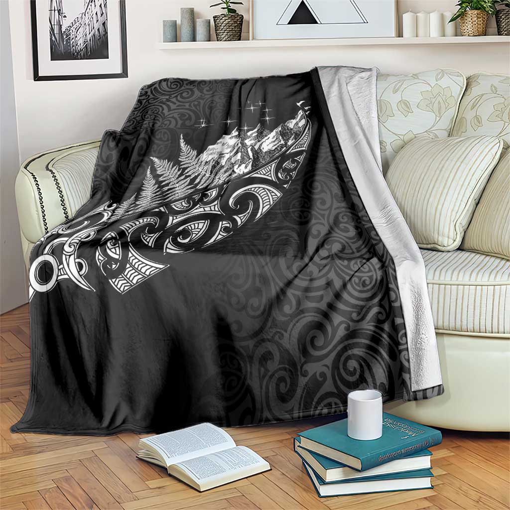 Maori Matariki Blanket Landscape Styled Fern - Monochrome LT7 Black - Polynesian Pride