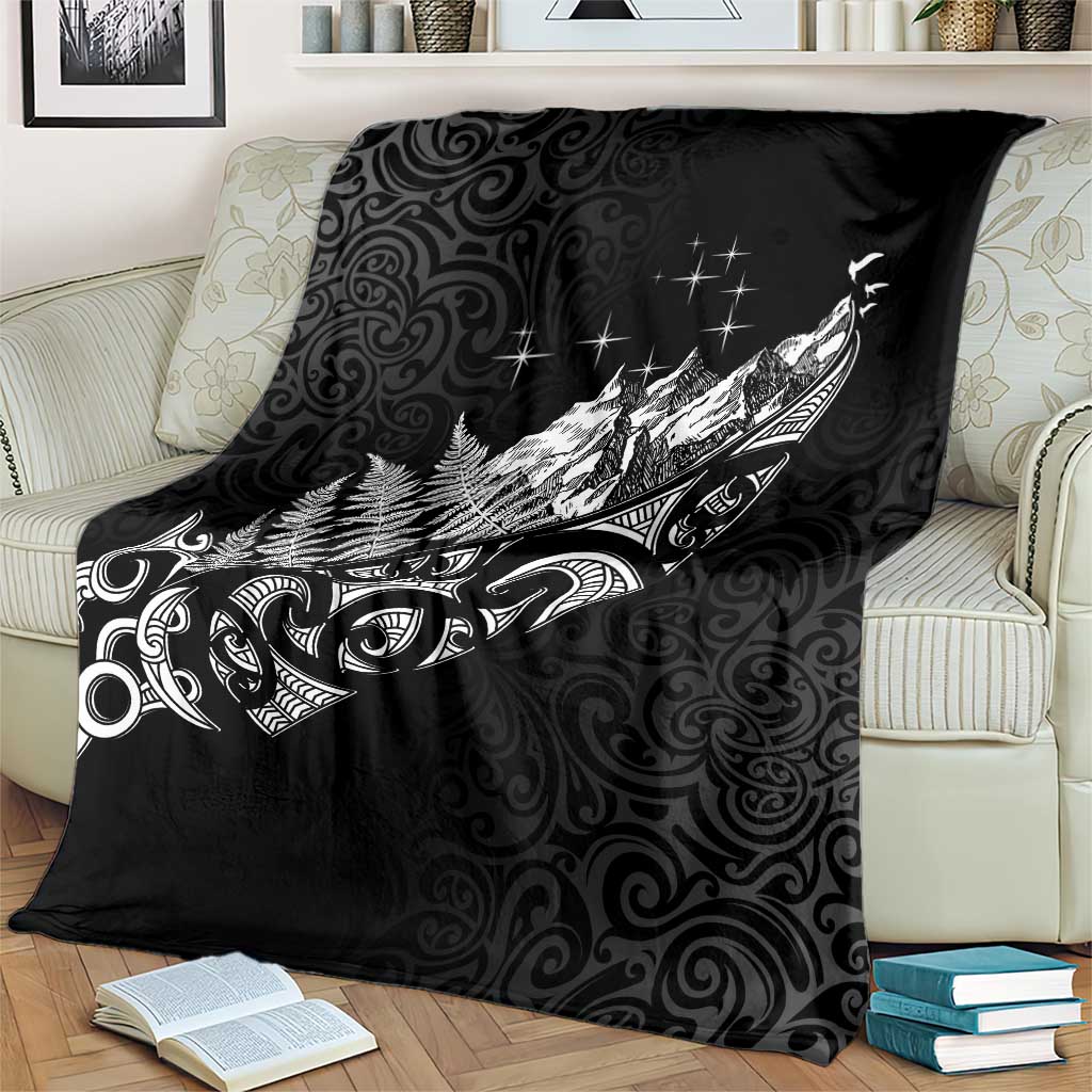 Maori Matariki Blanket Landscape Styled Fern - Monochrome LT7 - Polynesian Pride
