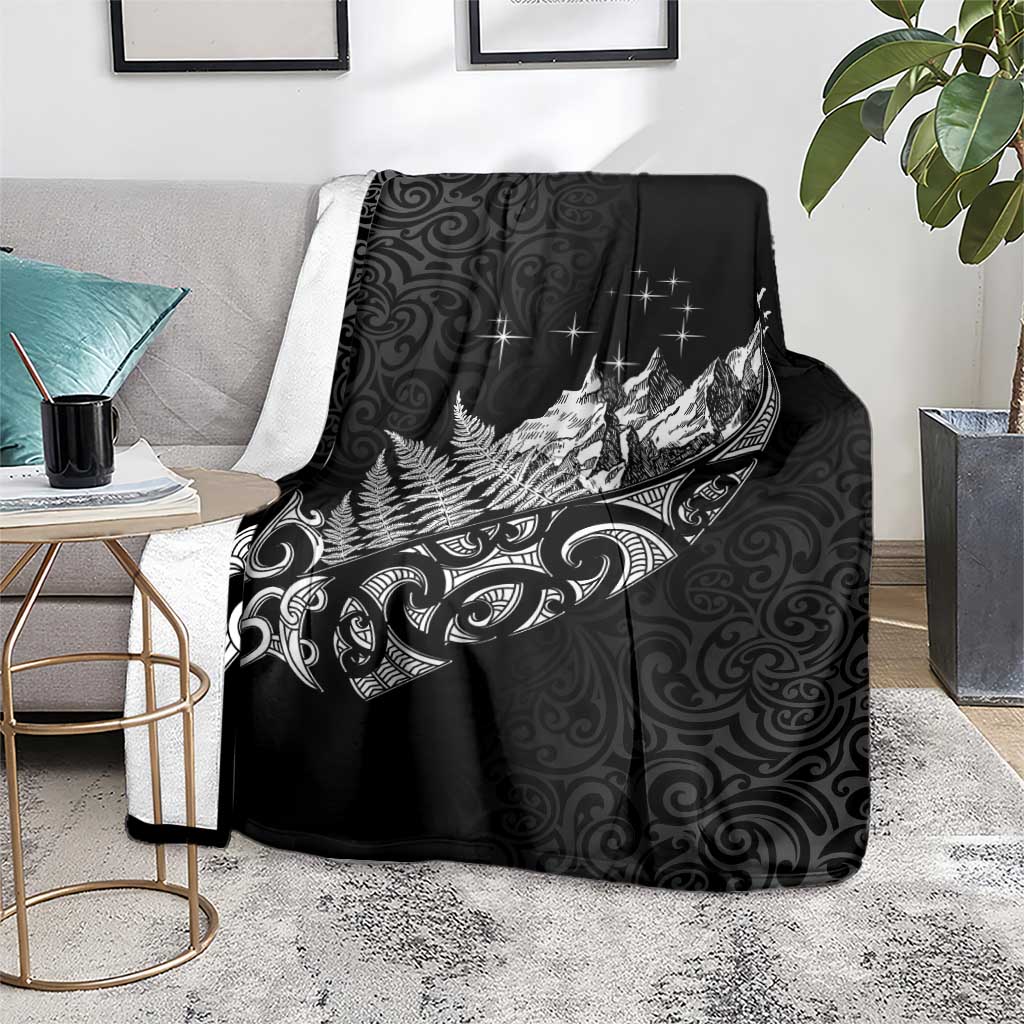 Maori Matariki Blanket Landscape Styled Fern - Monochrome LT7 - Polynesian Pride