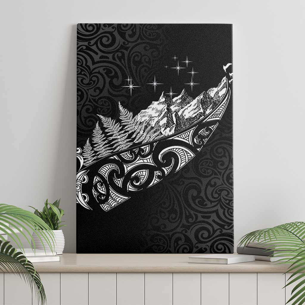 Maori Matariki Canvas Wall Art Landscape Styled Fern - Monochrome LT7 - Polynesian Pride