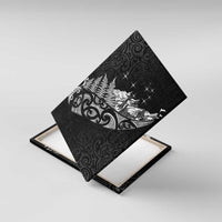 Maori Matariki Canvas Wall Art Landscape Styled Fern - Monochrome LT7 With Frame Black - Polynesian Pride