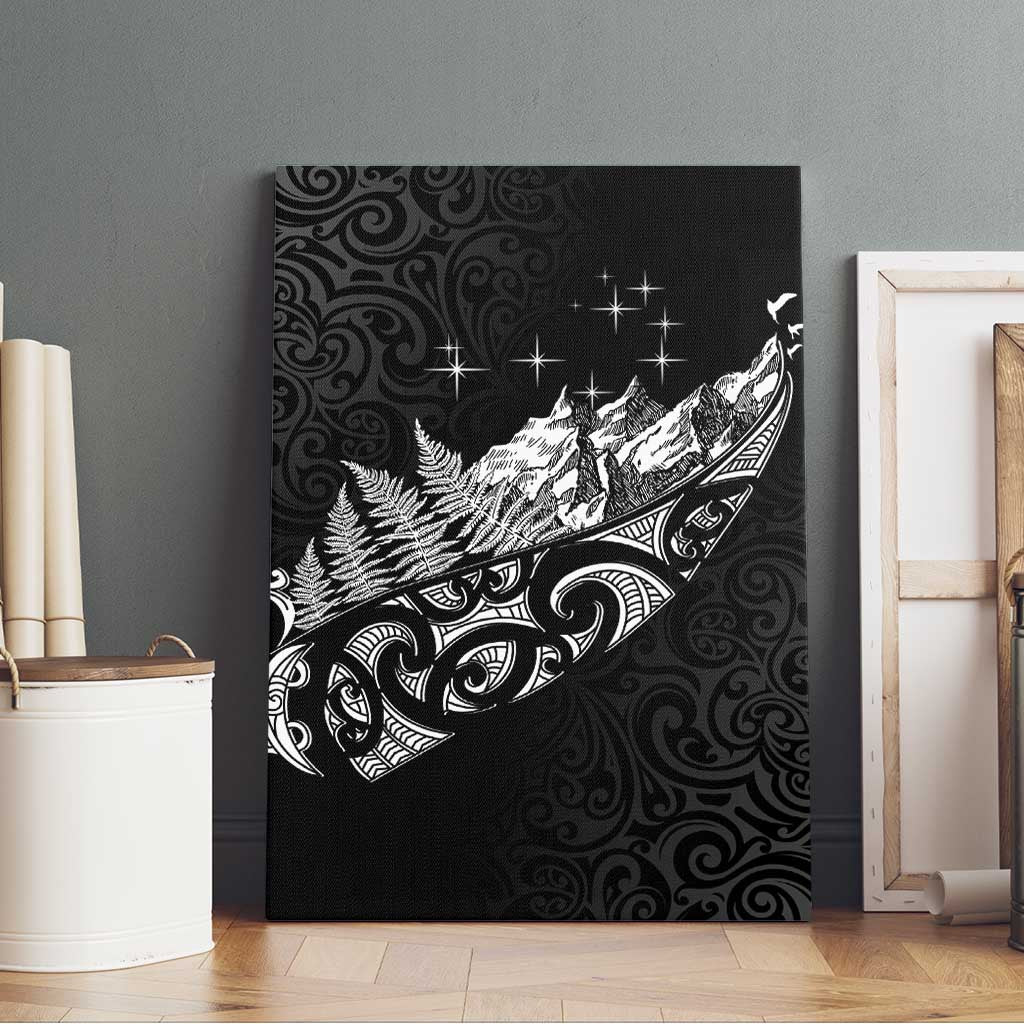 Maori Matariki Canvas Wall Art Landscape Styled Fern - Monochrome LT7 - Polynesian Pride
