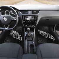 Maori Matariki Car Mats Landscape Styled Fern - Monochrome LT7 Set 2pcs - Front Black - Polynesian Pride