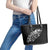 Maori Matariki Leather Tote Bag Landscape Styled Fern - Monochrome