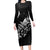 Maori Matariki Long Sleeve Bodycon Dress Landscape Styled Fern - Monochrome