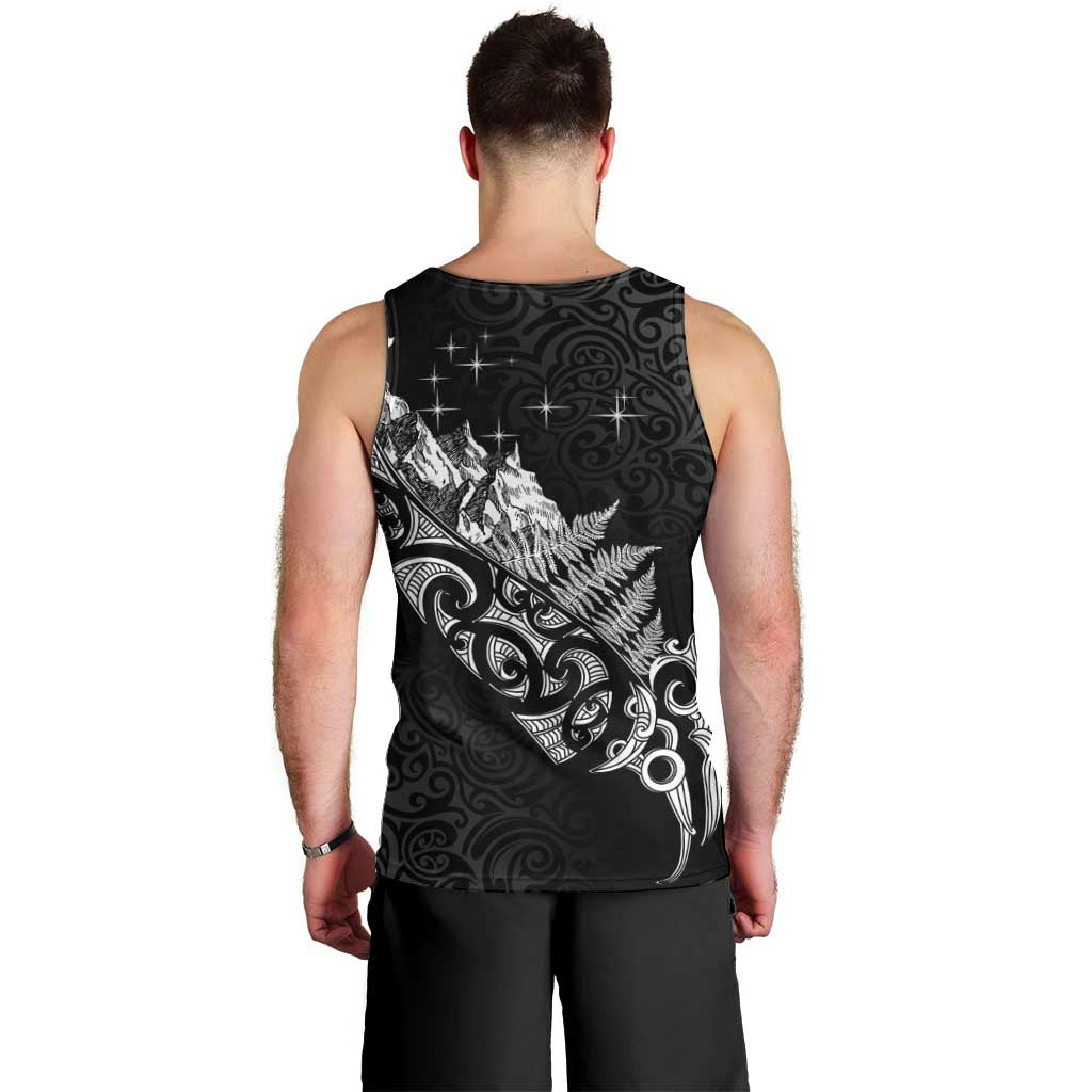 Maori Matariki Men Tank Top Landscape Styled Fern - Monochrome LT7 - Polynesian Pride