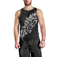 Maori Matariki Men Tank Top Landscape Styled Fern - Monochrome LT7 - Polynesian Pride