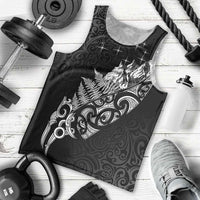 Maori Matariki Men Tank Top Landscape Styled Fern - Monochrome LT7 - Polynesian Pride