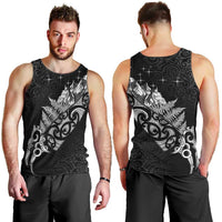 Maori Matariki Men Tank Top Landscape Styled Fern - Monochrome LT7 - Polynesian Pride