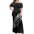 Maori Matariki Off Shoulder Maxi Dress Landscape Styled Fern - Monochrome