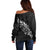 Maori Matariki Off Shoulder Sweater Landscape Styled Fern - Monochrome