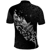 Maori Matariki Polo Shirt Landscape Styled Fern - Monochrome LT7 - Polynesian Pride