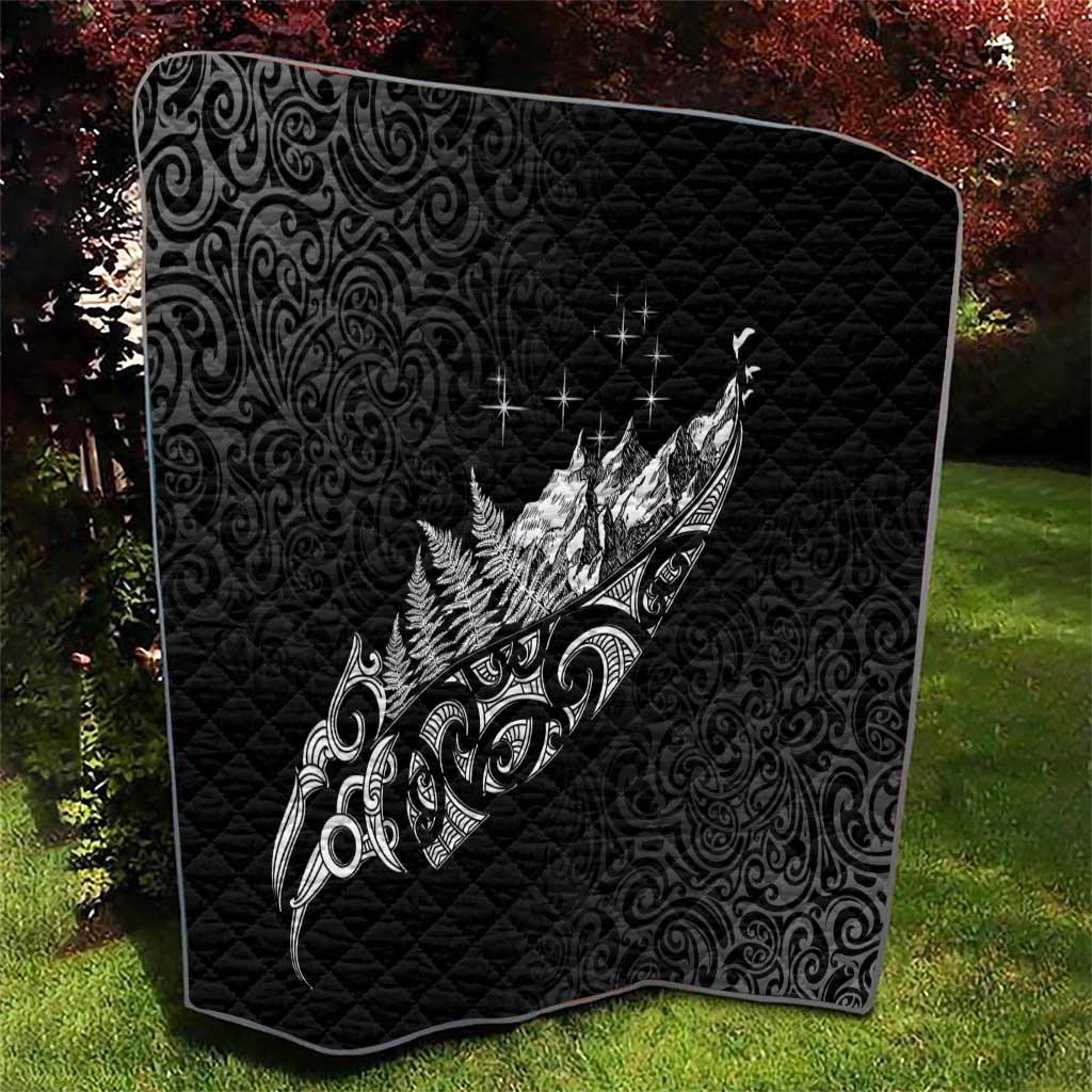 Maori Matariki Quilt Landscape Styled Fern - Monochrome LT7 - Polynesian Pride