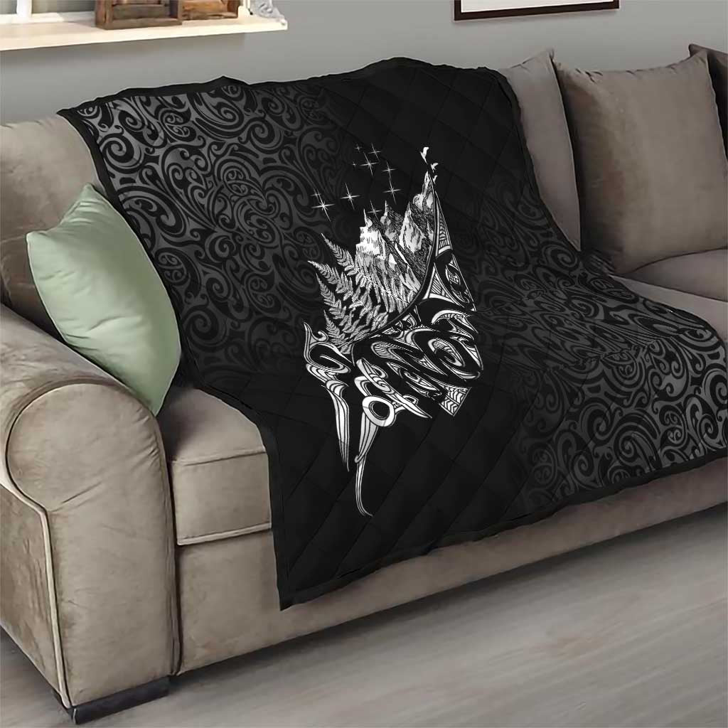 Maori Matariki Quilt Landscape Styled Fern - Monochrome LT7 - Polynesian Pride