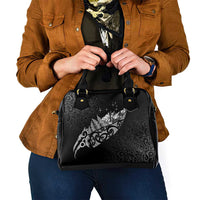 Maori Matariki Shoulder Handbag Landscape Styled Fern - Monochrome LT7 - Polynesian Pride