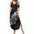 Maori Matariki Summer Maxi Dress Landscape Styled Fern - Monochrome