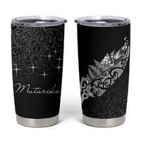 Maori Matariki Tumbler Cup Landscape Styled Fern - Monochrome LT7 Black - Polynesian Pride