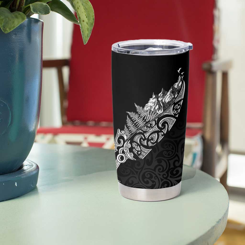 Maori Matariki Tumbler Cup Landscape Styled Fern - Monochrome LT7 - Polynesian Pride