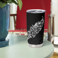 Maori Matariki Tumbler Cup Landscape Styled Fern - Monochrome LT7 - Polynesian Pride